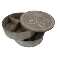 Boîte à bijoux ronde pivotante en bois 2 niveaux