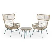 Lyra ensemble chaise et table basse rsine tresse grise et bleu
