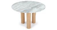 Cynthia table à manger en marbre blanc et bois naturel