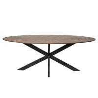 Taalika table à manger manguier effet noyer et métal 200cm