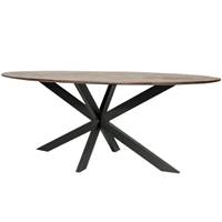 Taalika table à manger ovale en manguier marron et métal 240cm