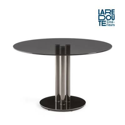 Avril table à manger verre trempé noir 6 personnes