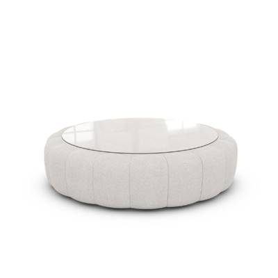 Virata table basse ronde en tissu texturé blanc