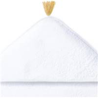 Cape de bain bébé à pompon coton bio blanc 70x70