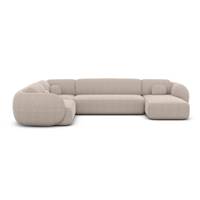 Bulane canapé panoramique droit en tissu texturé beige