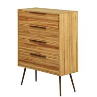 Woody commode en teck recyclé 4 tiroirs pieds métal