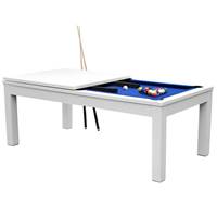 Defai table de billard convertible blanche tapis bleu 8 à 10 personnes