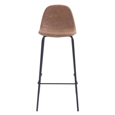 Vladi chaise de bar vintage en cuir synthétique marron clair H75
