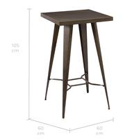 Lix table haute carrée en métal gris 2 personnes