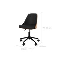 Lyssa chaise de bureau en bois foncé et PU noir