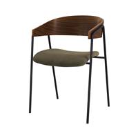 Briva chaise velours vert kaki et bois de noyer