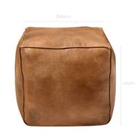 Cube pouf en cuir carré marron