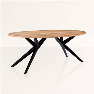 Gaiba table ovale 8 personnes en bois d'acacia et pieds en métal