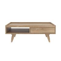 Rinto table basse rectangulaire 1 tiroir en bois clair de manguier