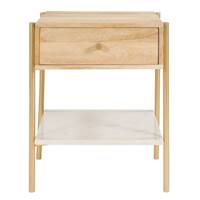 Octavie table de chevet en bois et marbre blanc