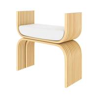 Musette petit tabouret en rotin et coussin blanc