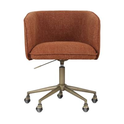 Alexia chaise de bureau rotative à roulettes tissu terracotta et laiton
