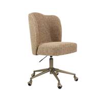Tulipe chaise de bureau rotative à roulettes en tissu jaune miami et laiton