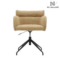 Baita chaise de bureau rotative en tissu tweedé jaune miami et métal noir