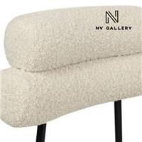 Glorys chaise en tissu bouclé blanc et métal noir