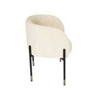 Alexia fauteuil en tissu tweed crème incurvé pied métal noir et laiton