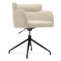 Baita chaise de bureau rotative en tissu bouclé blanc et métal noir