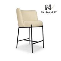 Gilo tabouret de bar en tissu bouclé blanc et métal noir H65