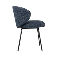 Grolette chaise en tissu bleu crépuscule et pieds métal noir