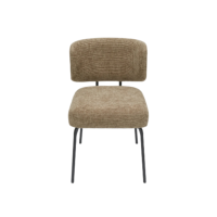 Lisea chaise en tissu tweed taupe et métal noir