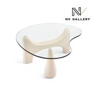 Cara table basse en verre et bois beige