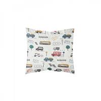 First parure de lit 140x200 blanche/jaune coton imprimé voiture 1.4