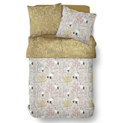 Sunshine parure de lit 220x240 coton imprimé tiges camel 14.44