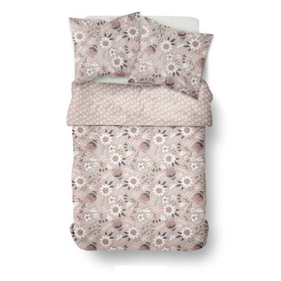 Sunshine parure de lit 220x240 rose coton imprimé marguerites 16.8
