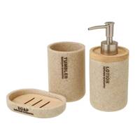 Léa set de toilette 3 pièces naturel et bois