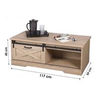 Manhattan table basse ranch 1 porte coulissante bois L117cm