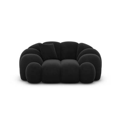 Dolban fauteuil en velours noir effet nuage