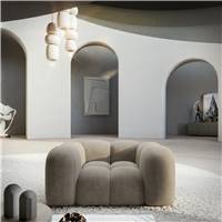 Cotton fauteuil 1 place en velours beige foncé
