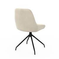 Elena chaise pivotante en velours crème et métal noir