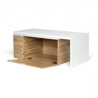 Florenz table basse plateau rotatif et espace de rangement blanc bois