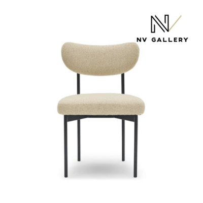 Lama chaise en tissu beige sable et métal noir