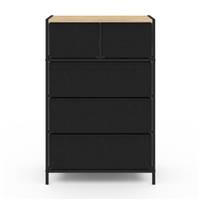 Opus commode chiffonnier 5 tiroirs bois et noir