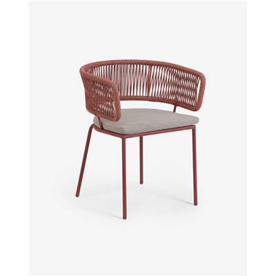 Antalia chaise corde terracotta et pieds acier galvanisé