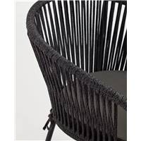 Moka chaise en corde noire et pieds acier galvanisé
