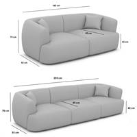 Gankeri canapé 3 places en tissu texturé beige