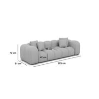 Cotton canapé 3 places en tissu texturé gris clair