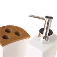 Glam set de toilette en dolomite blanc et bambou