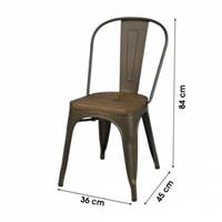 Liv chaise indus grise métal et bois