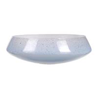 Bola centre de table en verre bleu moucheté argenté H8cm