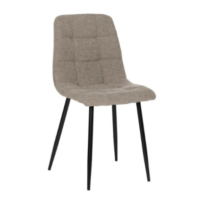 Nancy chaise matelassée taupe en tissu grosse maille pieds métal