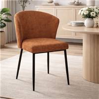 Bardo chaise dossier incurvé en tissu orange marron